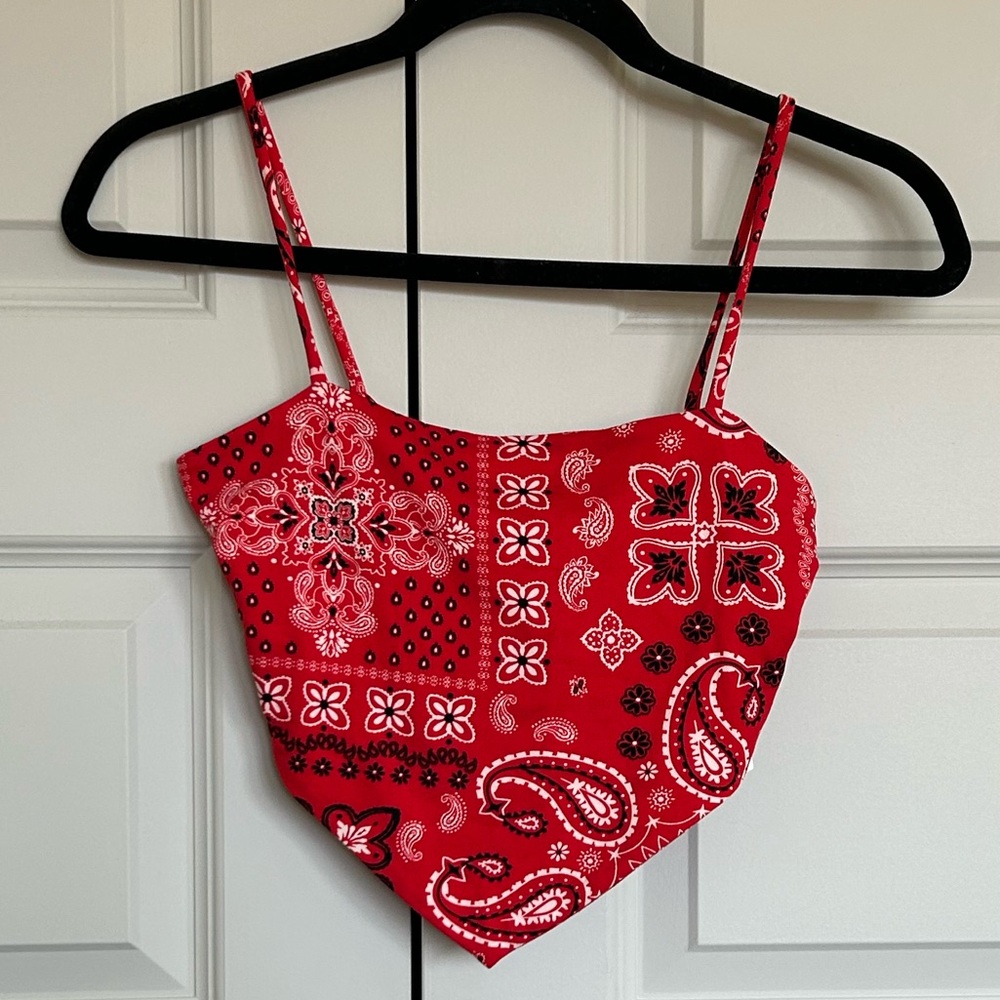 Akira Bandana Print Tie Top